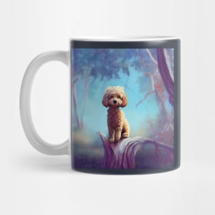 Apricot Cavapoo puppy dog in the woods Mug